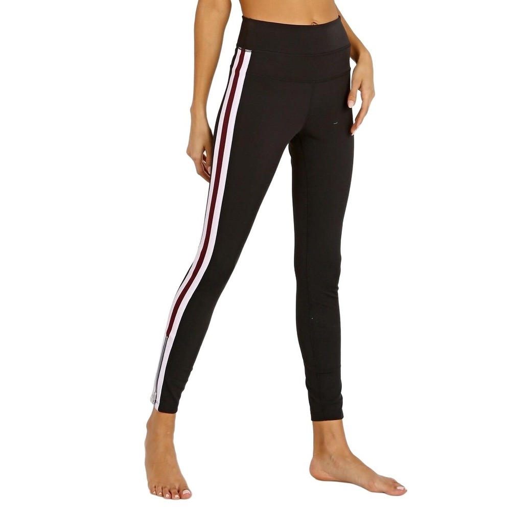 Spiritual Gangster Black Highwaisted Athleisure Side Stripe Track Leggings Med.
